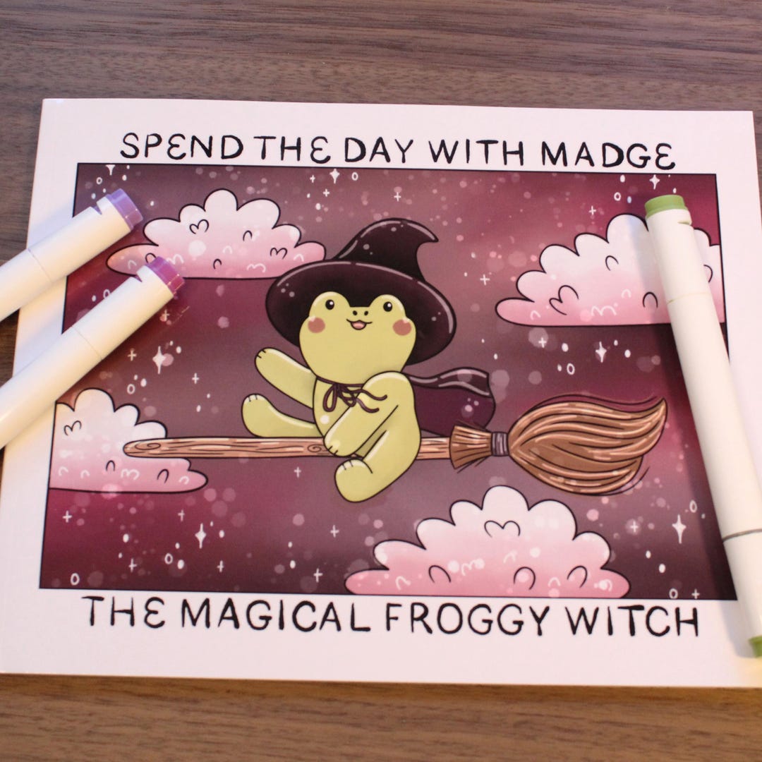 Madge the Froggy Witch Coloring Book-witch Coloring Book-halloween Coloring Pages-adult Coloring ...