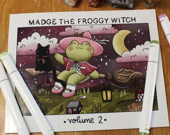 Madge the Froggy Witch Volume 2-Witch Coloring Book-Frog Coloring-Witchcraft-Coloring Book for Adults-Coloring Pages for Adults
