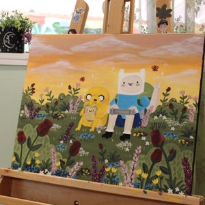 Finn and Jake Acrylic Painting 20x16in Original Painting Adventure Time Fanart