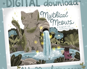 Mythical Meows Digital Coloring Pages