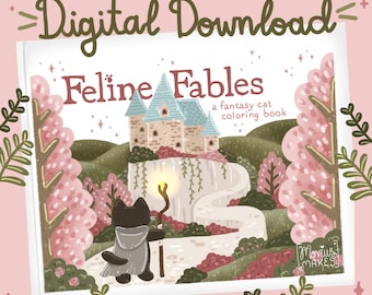 Feline Fables Coloring Pages (Digital Download) Fantasy D&D Themes