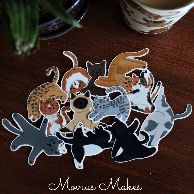 Cat Yoga Stickersmeditation Stickersyoga Lover Giftcat Etsy