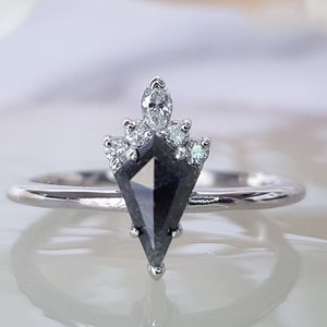 Kite Diamond Ring| Kite Ring| Salt and Pepper diamond Ring| kite Engagement Ring| Salt and pepper kite Ring| salt and pepper engagement ring