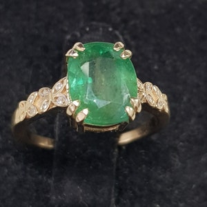 2.84 ct Emerald Ring, Emerald & Diamonds Ring, Gold Diamond Ring, Natural Diamond Ring, Engagement  Ring, Wedding Party Gift For Her