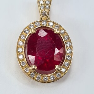 Red Ruby Diamond Pendant, Ruby Gemstone Necklace For Bridal, Vintage Gemstone Gold Necklace For Wedding, Engagement Day Gift, christmas sale