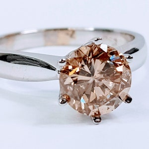 1.54 CT Solitaire Diamond ring,18k gold ring, Engagement ring Wedding ring,Brown Champagne Real Diamond Ring,fancy Color ring/ Vintage Ring/