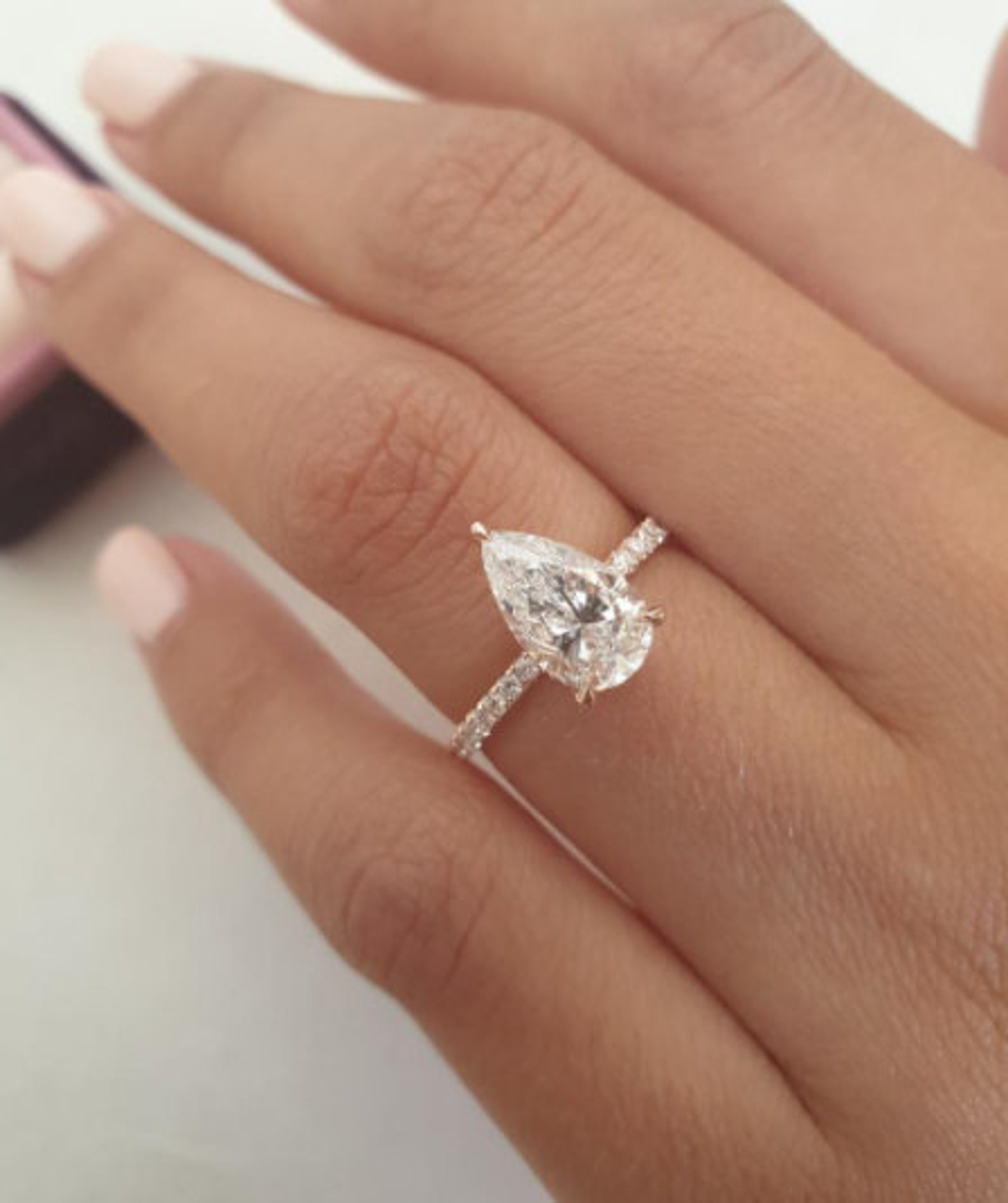 1 Carat Pear Shaped Diamond Ring Rose Gold