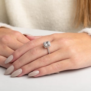2.06 ct Halo diamond ring,14k engagement ring,Radiant diamond ring,Real diamond ring/gift for her,wedding ring, valentine day gift