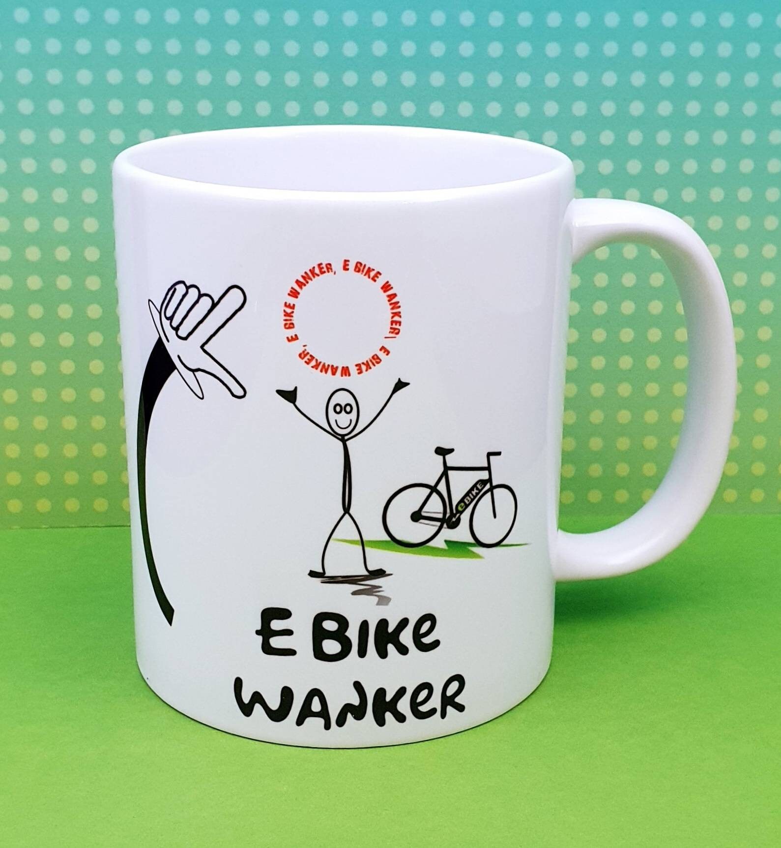 E bike wanker mug coaster for him her birthday gift ideas. Etsy