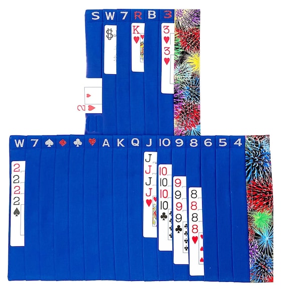 FIREWORKS - Royal Blue - Samba Card Organizer Mats keep cards neat, uses less space, more visible, HTV Lettering on Both Mats