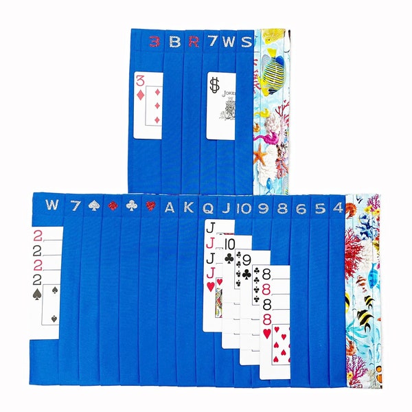 Reef - Royal Blue - Samba Card Organizer Mats keep cards neat, uses less space, more visible, HTV Lettering on Both Mats