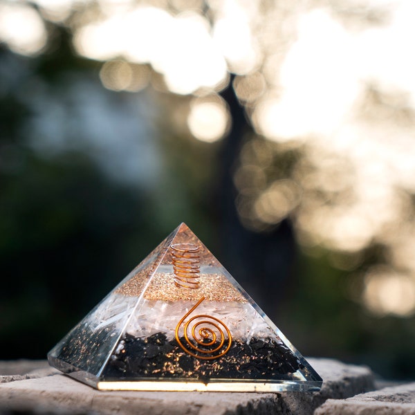 Shungite ~Selenite Orgone Pyramid Large 75 MM | EMF Protection| 5G Protection| Home Protection Crystal| Healing Energy Generator