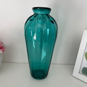 Aqua Art Glass Vase | Hand Blown Glass Vase Signed