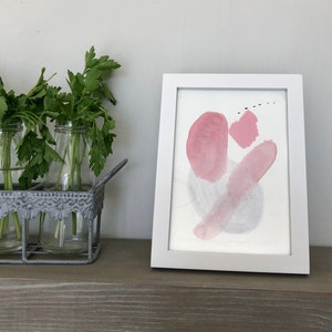 Mini abstract painting | minimalist watercolor painting | abstract mini | small pink abstract | small abstract wall art ~ miniature art |