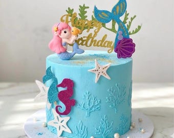 Set di decorazioni per torte di compleanno a forma di sirena