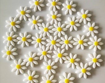 50 Decorazioni Margherite In Resina – 5 Dimensioni (9-26 Mm) Per Fai Da Te, Torte, Costumi E Addobbi Primaverili