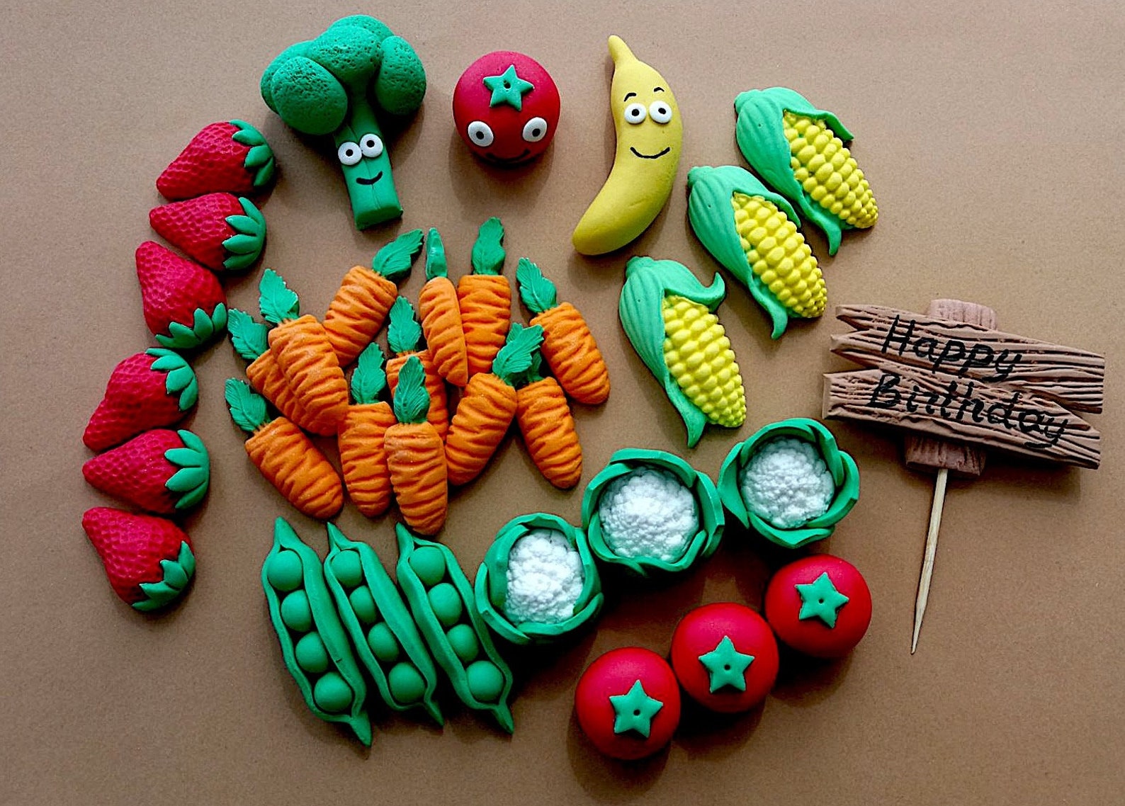 Vegetables Cake Cupcake Topper Edible Sugar Paste Fondant Etsy