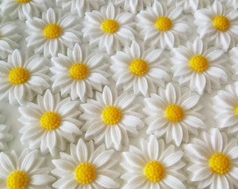 50 fleurs de marguerite comestibles, décorations de cupcakes pour gâteaux en sucre, décorations pour anniversaire ou mariage