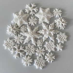 Edible Sugar Fondant Snowflakes Birthday Cake Cupcake Decorations Toppers Baby Shower Home Baking, Vegan