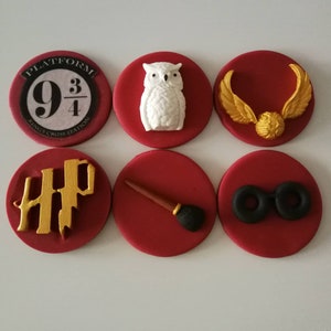 Handmade Fondant  Magical Wizard Theme Owl Snitch Glasses Wand Cake Cupcake Decoration Fondant Personalised Sugar Paste