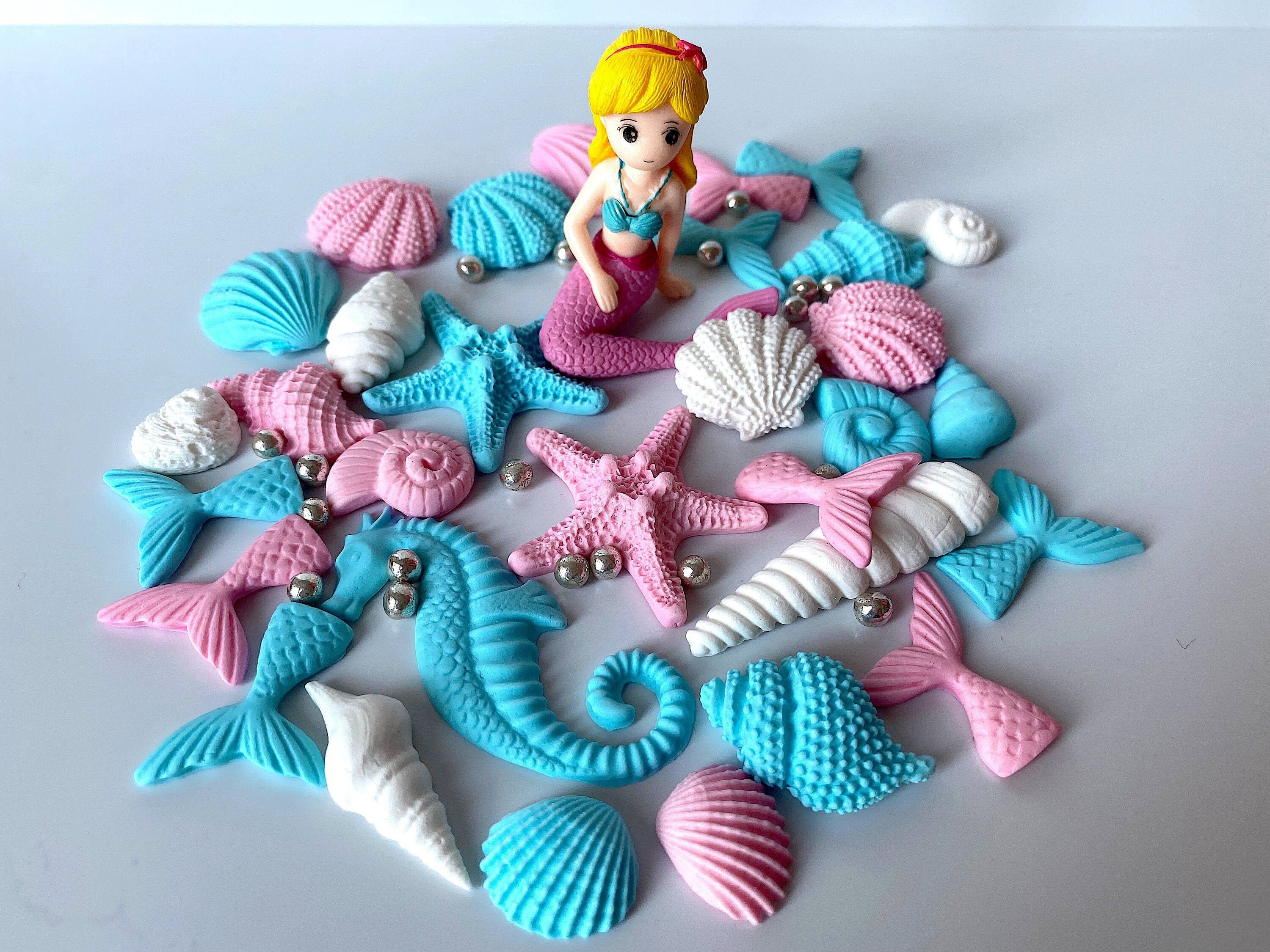 Mermaid Cake Topper Pink Teal Purple Birthday cake Etsy