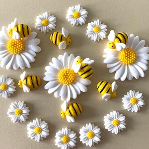 Fiori di margherite commestibili, api, decorazioni per cupcake di zucchero, decorazioni per compleanni o matrimoni