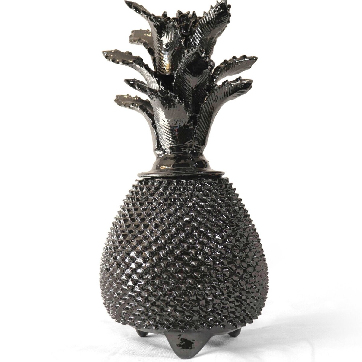 Michoacan clay pineapple - Black with special / lid - 47 cm - 19 in - Mexican art