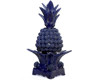 Glazed clay mexican pineapple with base - Contest piece - 50 x 30 cm. - 20 x 12 in. - Mexican folk art
