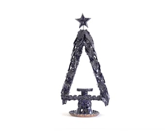Albero di Natale blu per candele - 35 cm (13,7 pollici) - Arte messicana