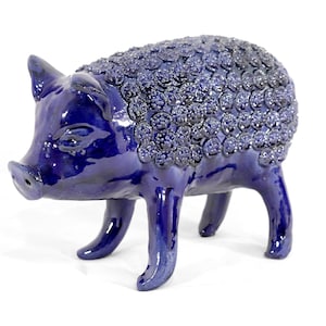 Savings Pig - Medium size piece - Blue color - 27 cm. 11 in.