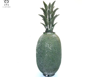 Glazed clay Pineapple from Michoacan - Green color - 88 cm. 35 in.