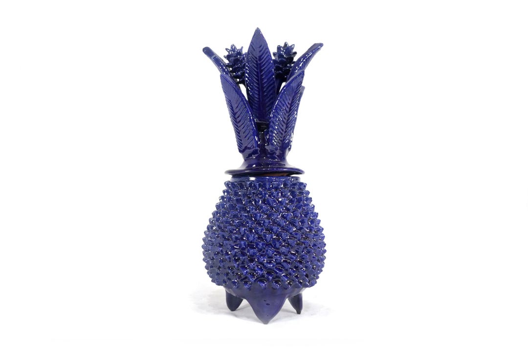Piña michoacana de barro - Azucarera azul de picos - 28 cm. 11 in ...