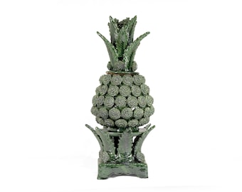 Glazed clay mexican pineapple with base - Contest piece - 50 x 30 cm. - 20 x 12 in. - Mexican folk art