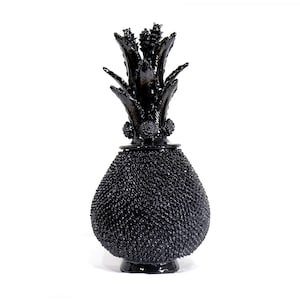 ミチョアカン粘土パイナップル - 黒、スパイク付き - 50 cm、20インチ - メキシコ美術