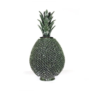 Michoacan Glazed Clay Pineapple - 65 cm (26 in) - Green Petals - Mexican Art