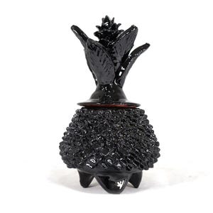 Black glazed clay pineapple - 19 cm. 7.7 in - Mexican Art