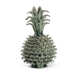 Dark Green Pineapple with Square Lid - 50 cm (20 in) - Mexican Art