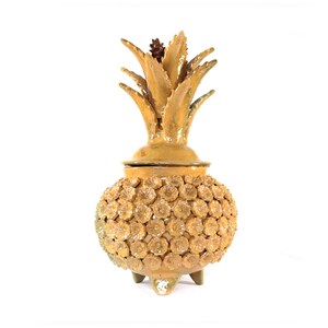 Glazed Clay Pineapple from Michoacan - Yellow Flowers - Tangancicuaro - 44 cm. 18 in.