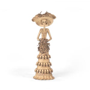 Beige Catrina with Skulls - 50 cm 19.7 in - Mexican handmade