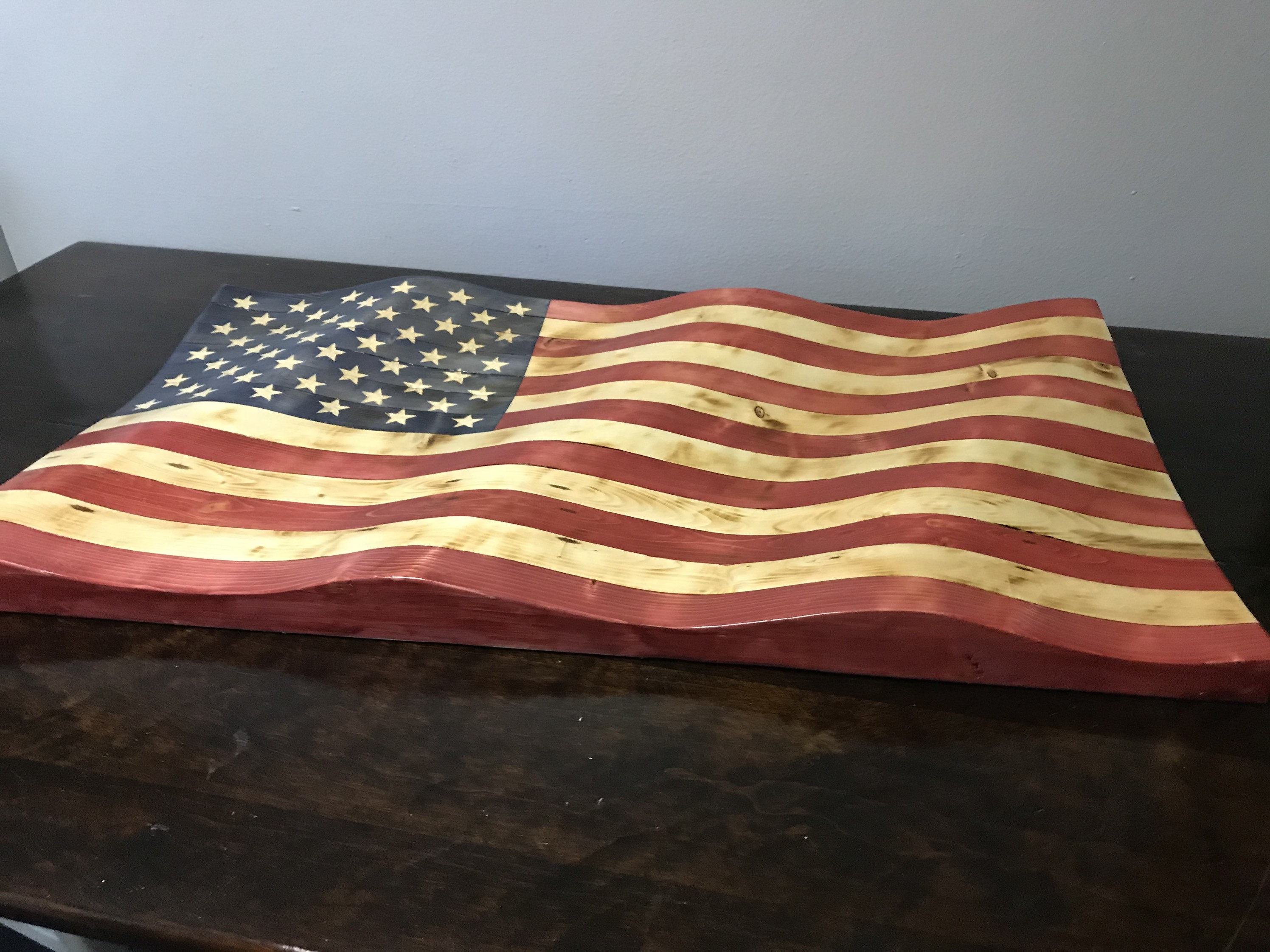 Wavy Wooden American flag/Wavy Thin Blue Line Flag/ Wave Etsy