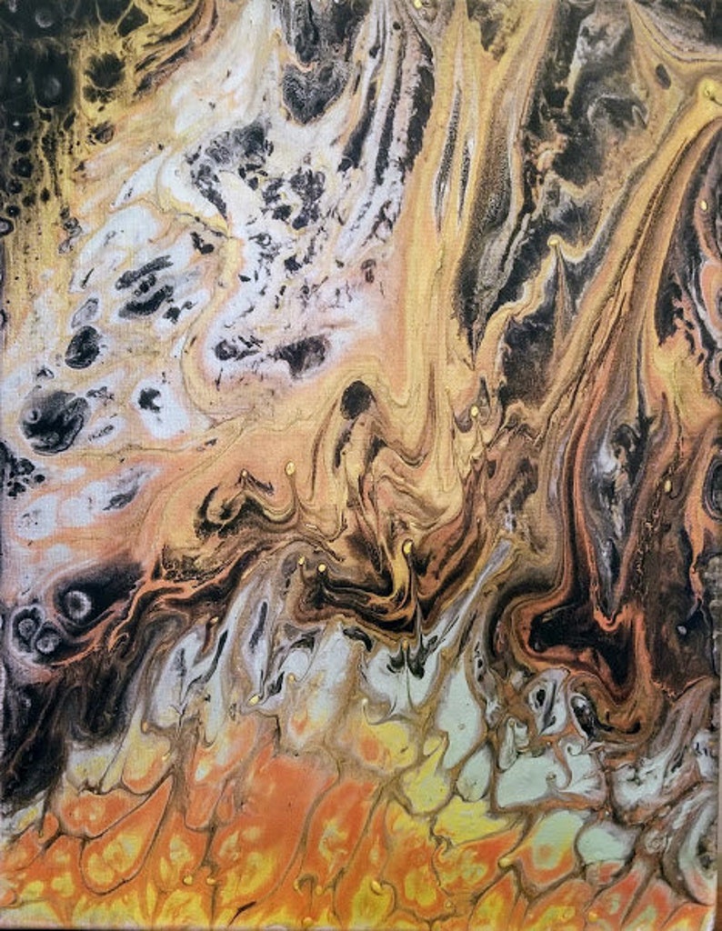 Acrylic Pour on Canvas #80 11x 14 AbstractPsychedelic