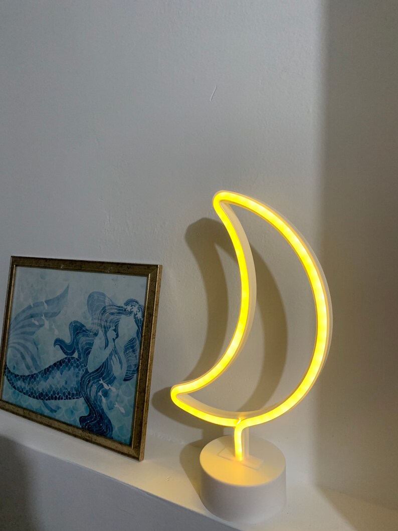 Moon Neon Night Light Home Decor Table Light Gift Idea for Etsy