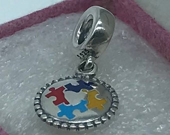 Pandora, “Autism Awareness Puzzle” Dangle Pendant S925ALE, Charm (Retired)  P21-9