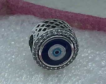 Pandora,” Evil Eye  Button” Double Sided Protection Insights, S925ALE, Charm   A48-9