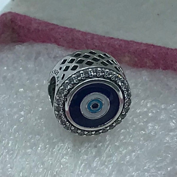 Pandora,” Evil Eye  Button” Double Sided Protection Insights, S925ALE, Charm   A48-9