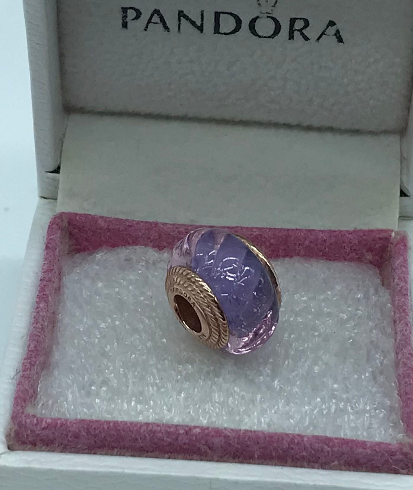 Pandora Rose Glittering Grooves Purple S925ALE Murano Glass