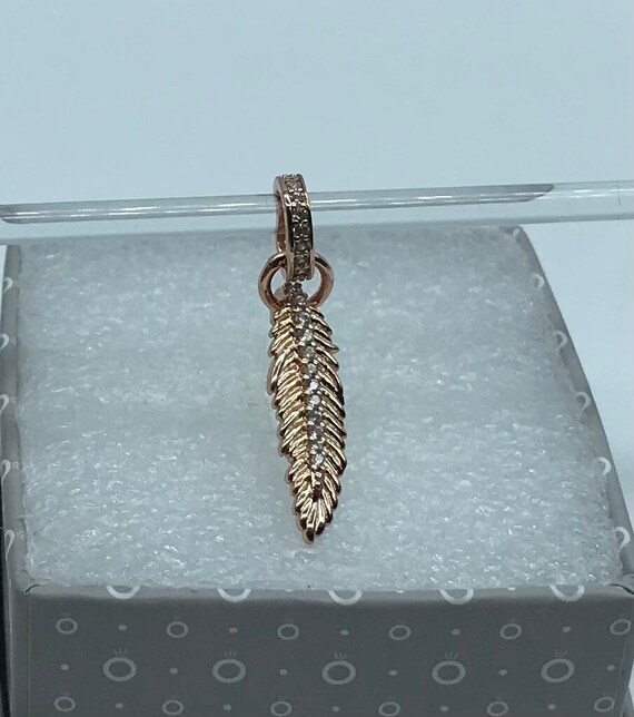 Rose Gold Sparkling Feather Dangle 