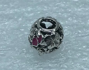 Pandora, Zilver, "Roze Viooltje Vrienden" Charm S902ALE A69