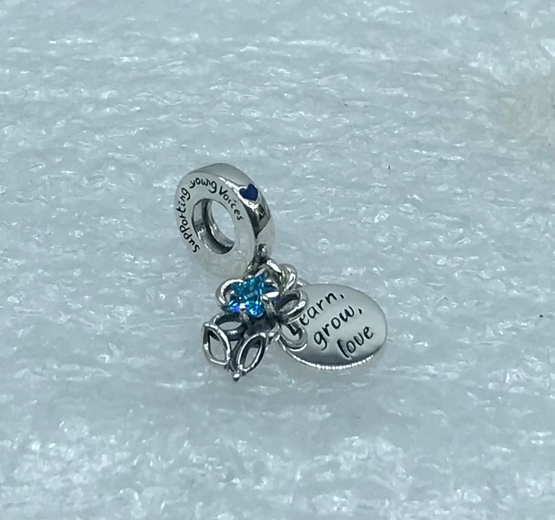 Pandora, blooming Flower Double S925ALE Silver Dangle Pendant Charm ...