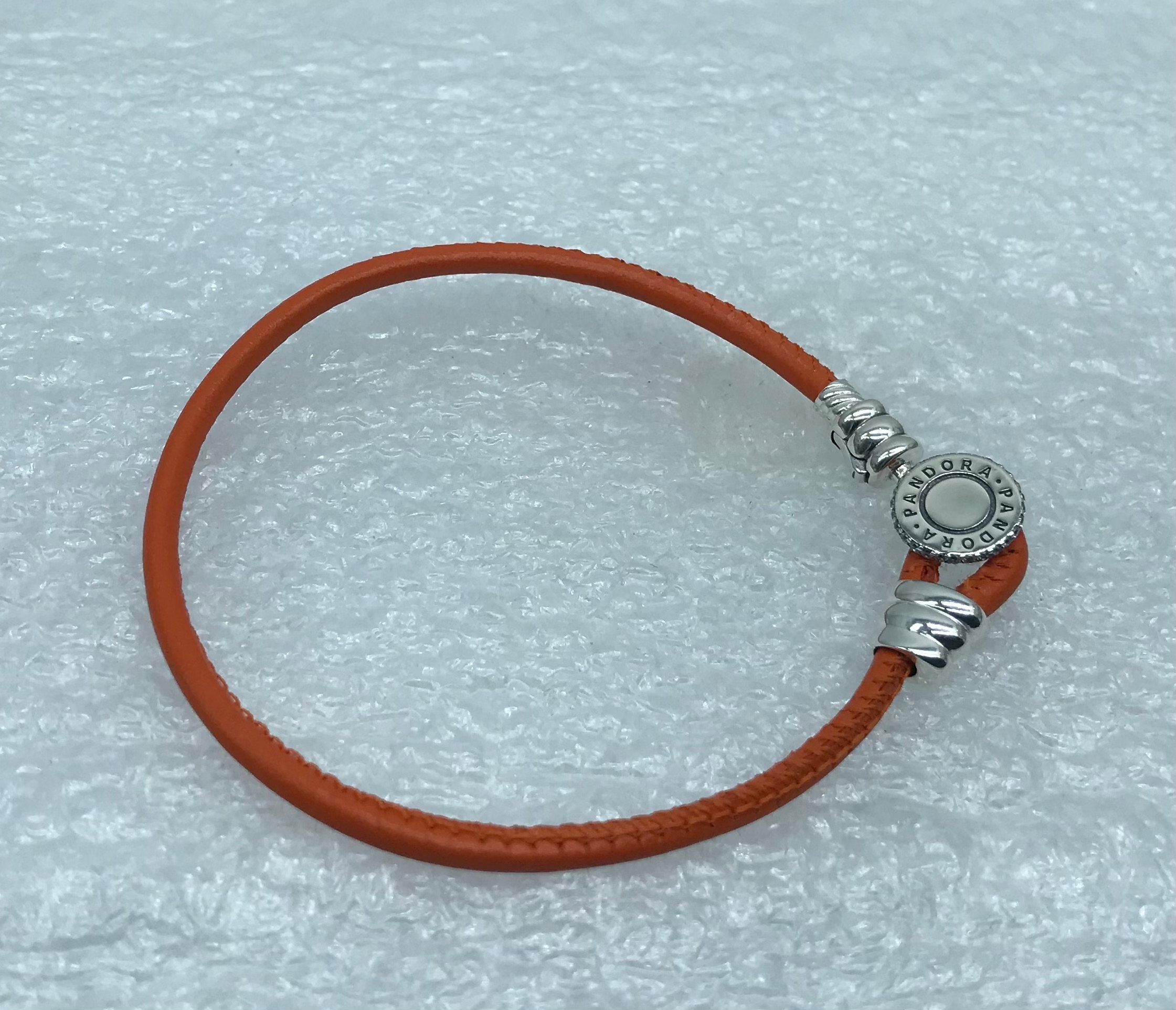 Pandora, 19CM Single Spicy Orange Braided Leather Clasp 19CM/7.5